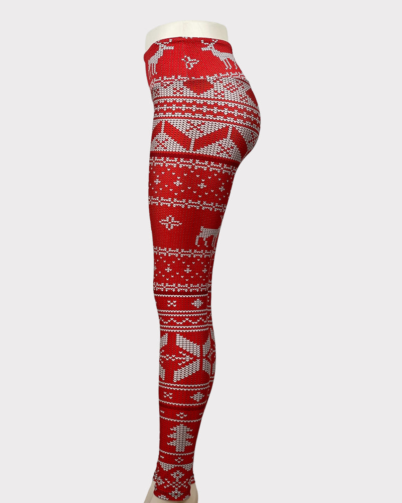 Goldsheep Clothing Christmas Reindeer Print Leggings (S)