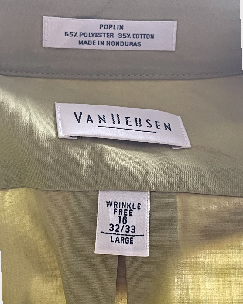 Van Heusen Green Wrinkle Free Shirt (L)