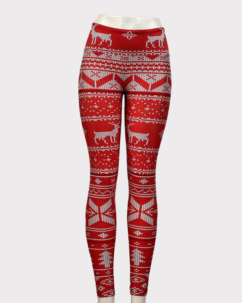 Goldsheep Clothing Christmas Reindeer Print Leggings (S)