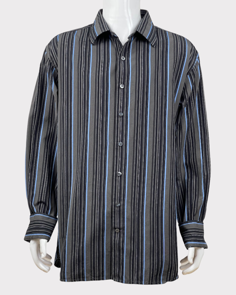 Gap Grey And Blue Striped Shirt (XL)