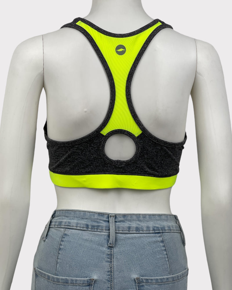 Avia Grey And Neon Green Sports Bra (L)