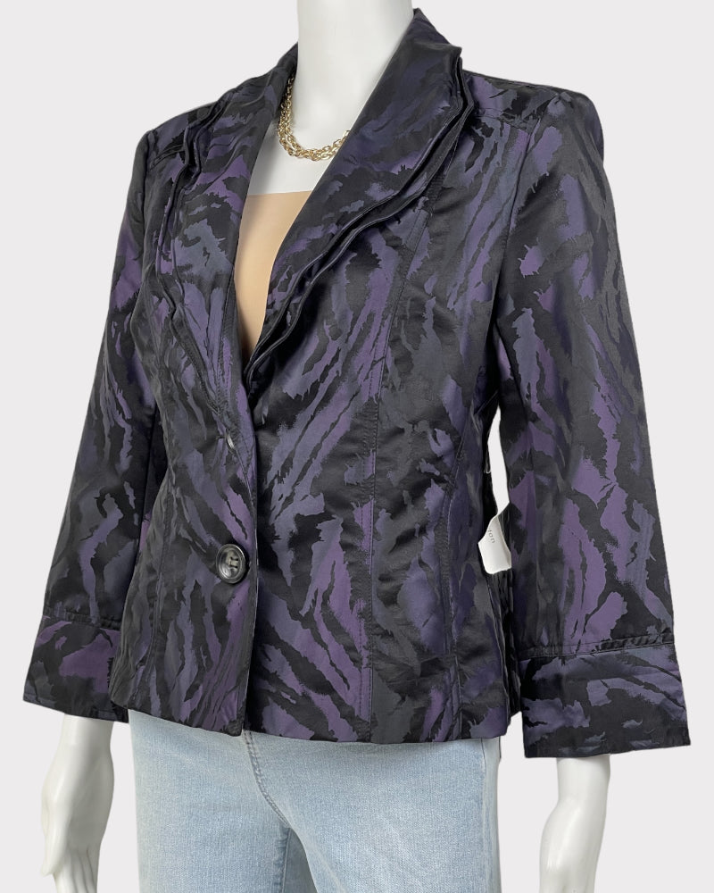 Erin London Purple Black Blue Printed Blazer (M)