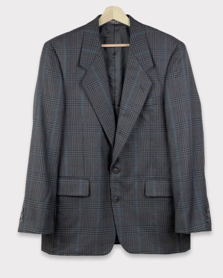 Hardy Amies Grey Multicolor Pattern Blazer