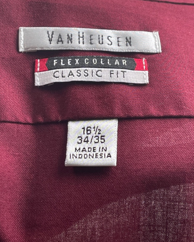 Van Heusen Maroon Flex Collar Classic Fit Shirt (M-L)