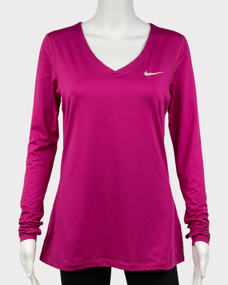 Nike Pro Magenta Long-Sleeve Active Top (L)