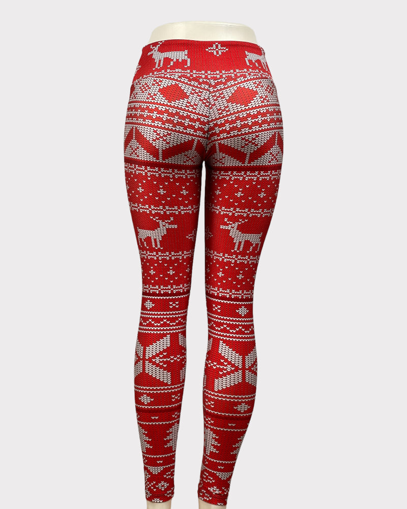 Goldsheep Clothing Christmas Reindeer Print Leggings (S)