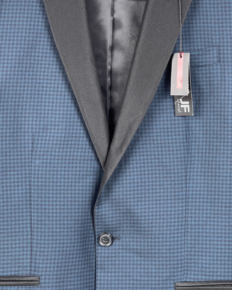 J. Ferrar Blue And Orange Slim Fit Check Blazer