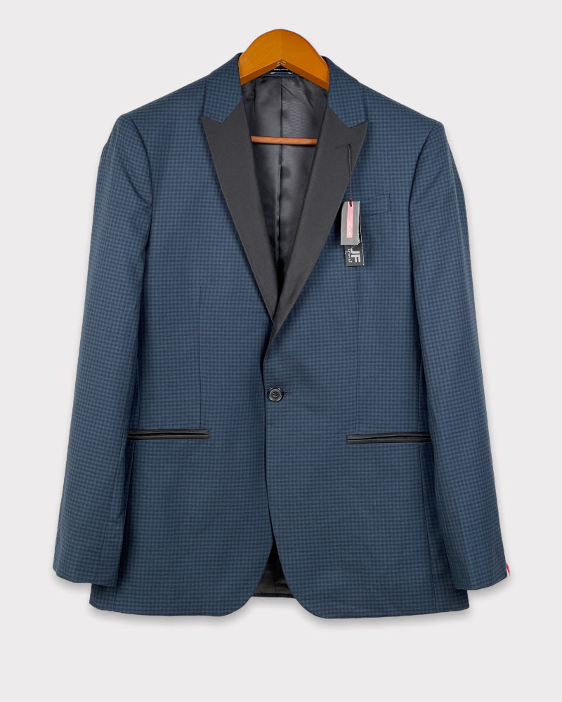 J. Ferrar Blue And Orange Slim Fit Check Blazer